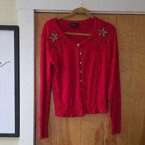 Red Star Embellished Women's Sweater